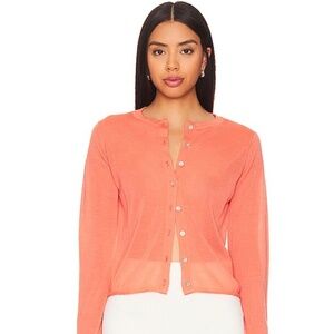 Jumper 1234 Featherweight Cardigan Neon Coral Small